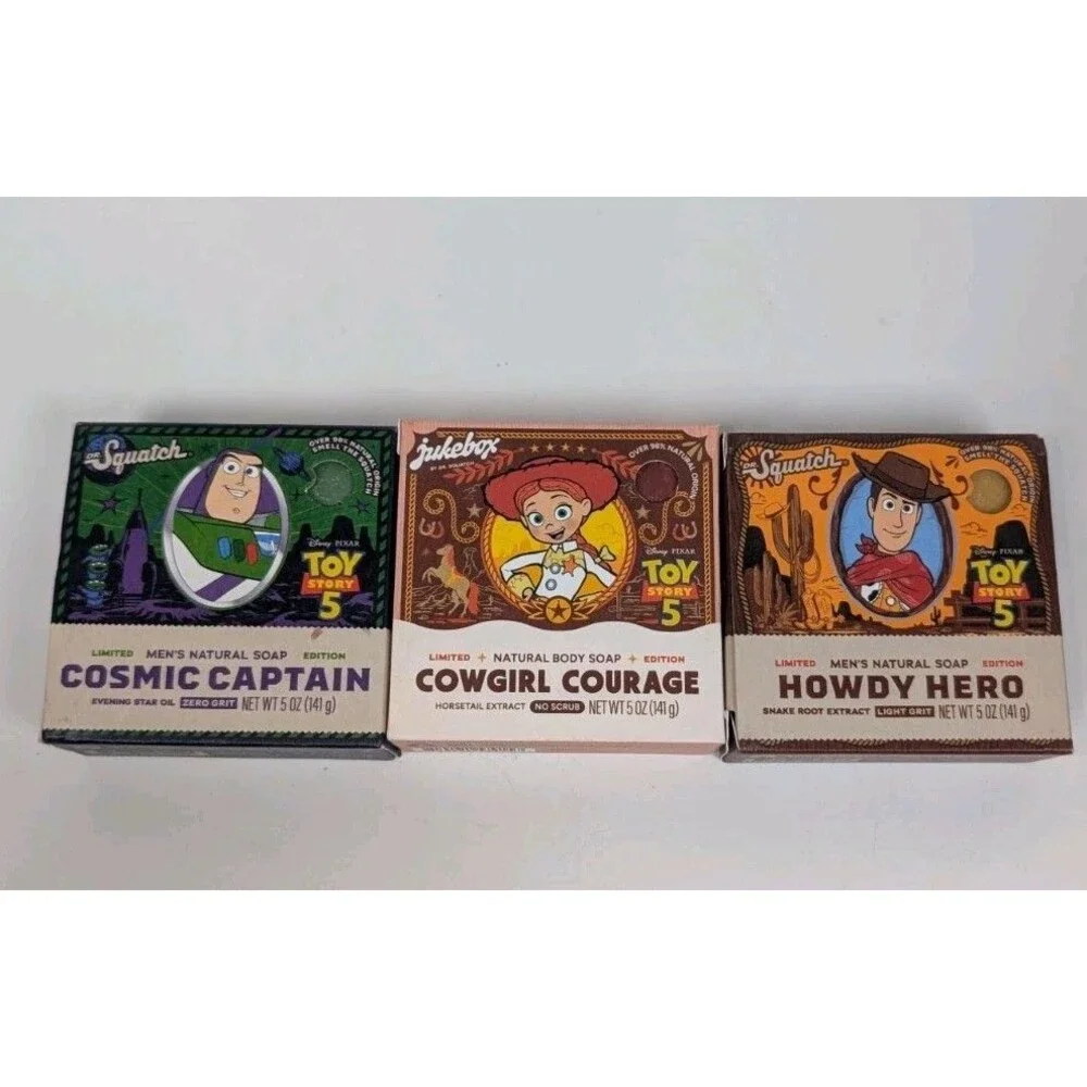 Dr Squatch Toy Story 5 Soap Set Woody Jessie Buzz Cosmic Captain 3 Bars Natural